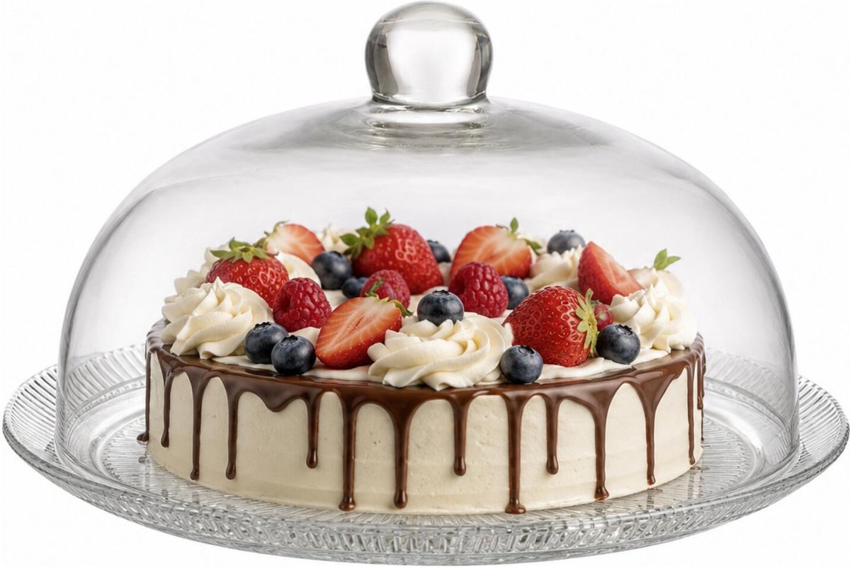 Vivalto Taart plateau - D33 cm - glas - taartstandaard - presenteer stolp