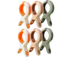 Wasknijpers - 6 Stuks - Knijpers - Kunststof - Strandlaken Knijpers - Badlaken Clips - Handdoekklemmen - Handdoekklemmen Voor Strandligstoelen - Winddicht - Clips voor Strandlaken, Beddengoed En Dikke Kleding - 10.5*5.8cm - Wit/Roze/Groen