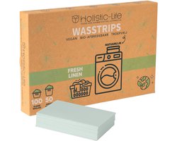 Wasstrips - Fresh Linen 100 Wasbeurten Incl. Wasverzachter – Wasmiddeldoekjes Wasdoekjes – Detergent sheets - Vegan