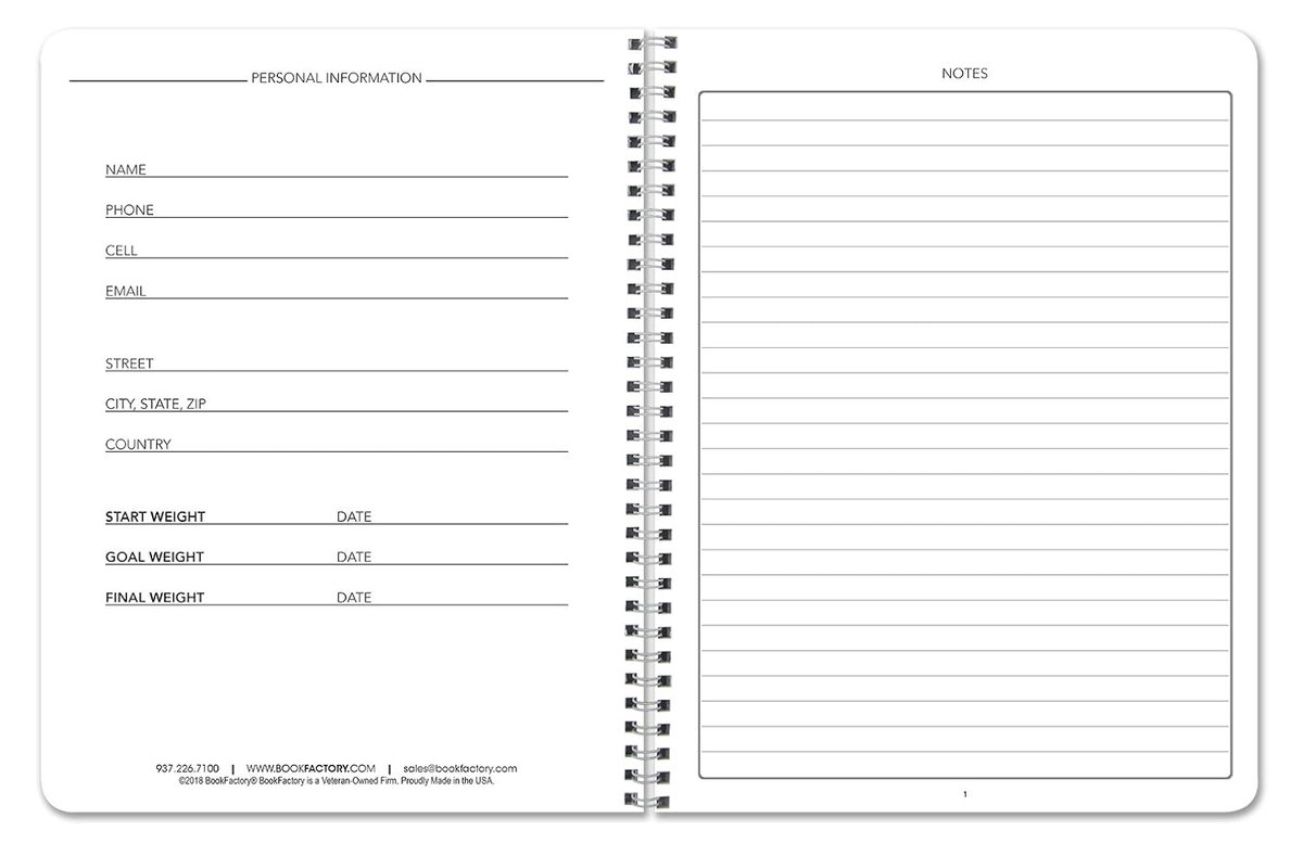 Voedsel en Gezondheid Dagboek - Voedingsdagboek Fitnessdagboek - Gezondheid Bijhouden - Dikke Doorschijnende Hoes - 8 1/2 x 11 Inch