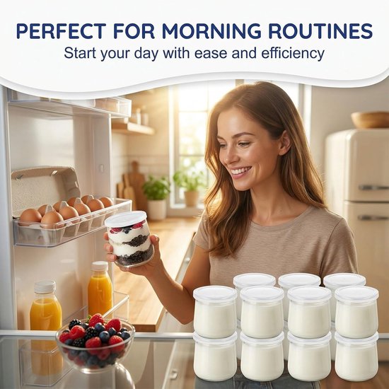 Set van 12 herbruikbare deksels voor yoghurtpotten van 75 mm, transparant en ideaal voor het bewaren van verse yoghurt en andere zuivelproducten — afbeelding 5