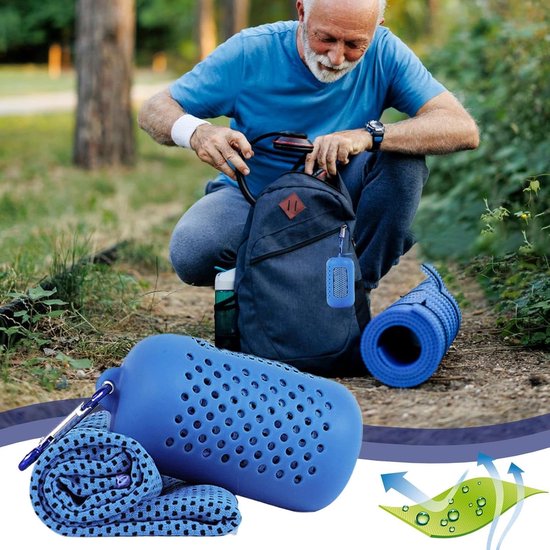 Verkoelende Handdoek - Koele Doek Hals - Sporten en Trainen - Direct Koel Gevoel - 30x80 cm - Blauw — afbeelding 4