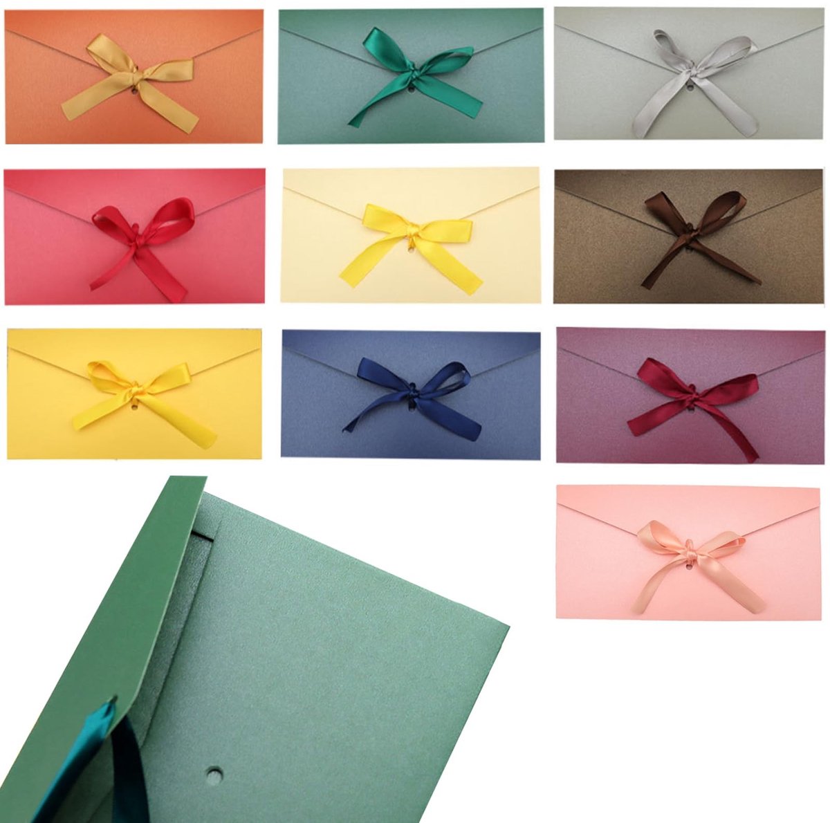 Dailygoods- Enveloppen Set van 10 - Vintage Enveloppen - Gekleurde Enveloppen - Kraftpapier - Cadeaukaarten - Afmetingen 220 x 110 mm - Cadeau-enveloppen