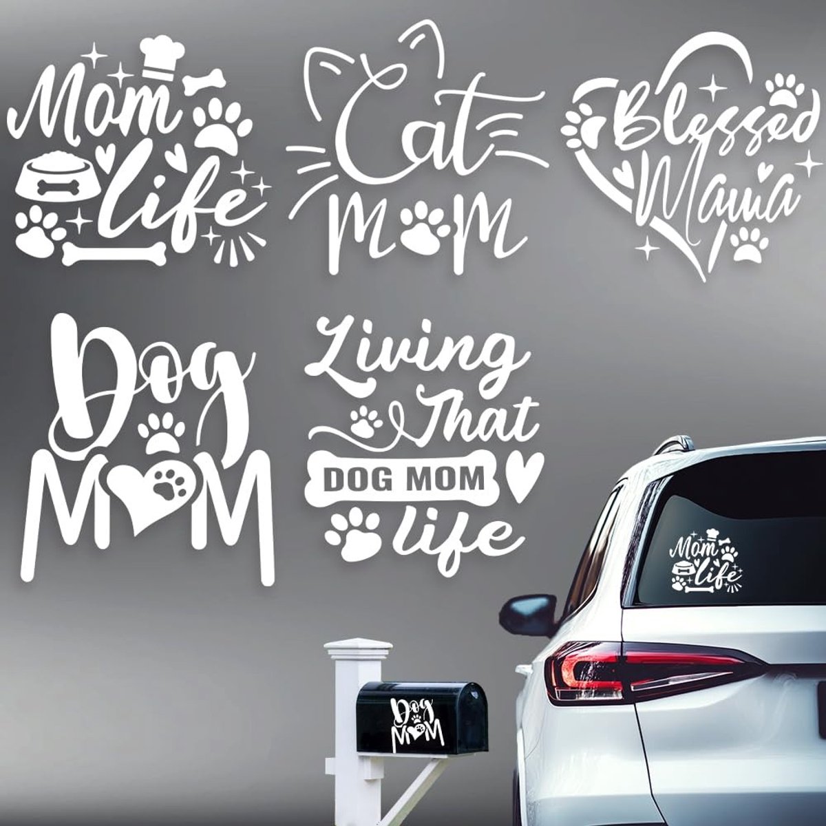 Dailygoods- Kattenstickers Set van 5 - Reflecterende Autostickers - Vinylstickers voor Auto/SUV - Schattig Kattenmotief - Kunststof Decoratie - Veiligheid en Stijl