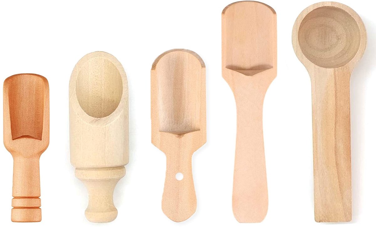 Dailygoods- Houten Lepel Mini 5 Stuks - Houten Theelepel - Keukengerei - Specerijenlepel - Compact Formaat - Natuurlijke Geur