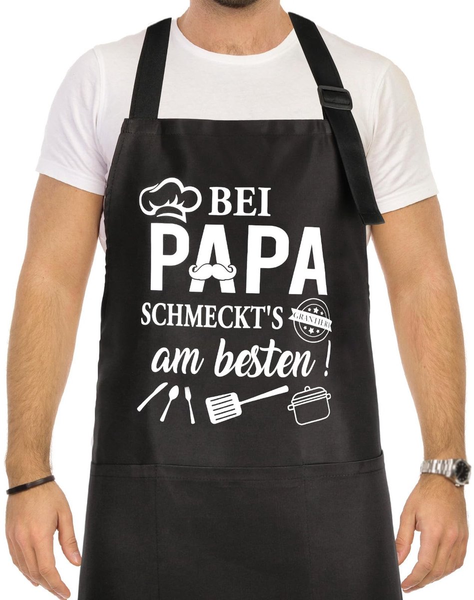 Dailygoods- Keukenschort met Zakken - Grillschort voor Papa - Verstelbare Nekriem - Cadeau voor Vaderdag - 1 Stuk - Geschikt voor Diverse Gelegenheden