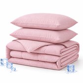 Verkoelend Dekbed zonder overtrek 240x220 cm – Roze - Verkoelend & Ademend – Lichtgewicht Zomerdekbed – Wasbaar Dekbed – Met Kussenslopen - Lits-jumeaux