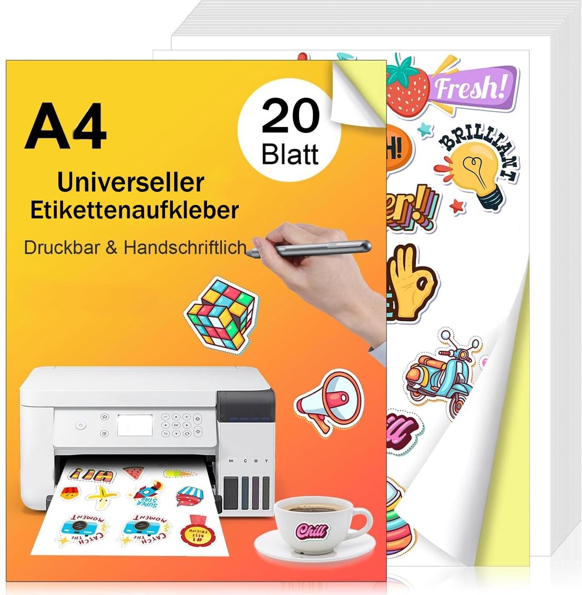 Dailygoods- Stickerpapier - A4 - Bedrukbaar - Zelf te printen - Stickerpapier voor printer - Hoogwaardige kwaliteit - Geschikt voor diverse toepassingen - Printpapier