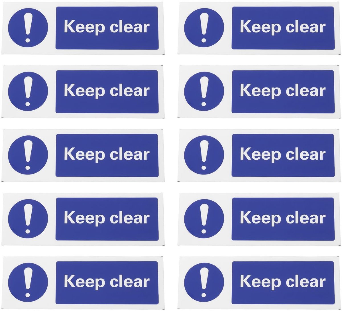 Dailygoods- Keep Clear Sticker 10 Stuks - PVC Sticker 150x50mm - Duurzaam - Weerbestendig - UV-bestendig - Zelfklevend - Waarschuwingssticker