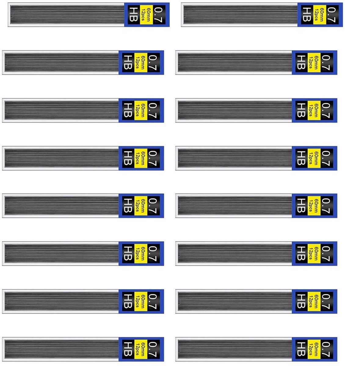 Dailygoods- Navullingen 0,7 mm HB - Vullingen voor Vulpotlood - 192 Stuks - Onbreekbare Vullingen - Geschikt voor Mechanische Potloden - 60 mm Lang
