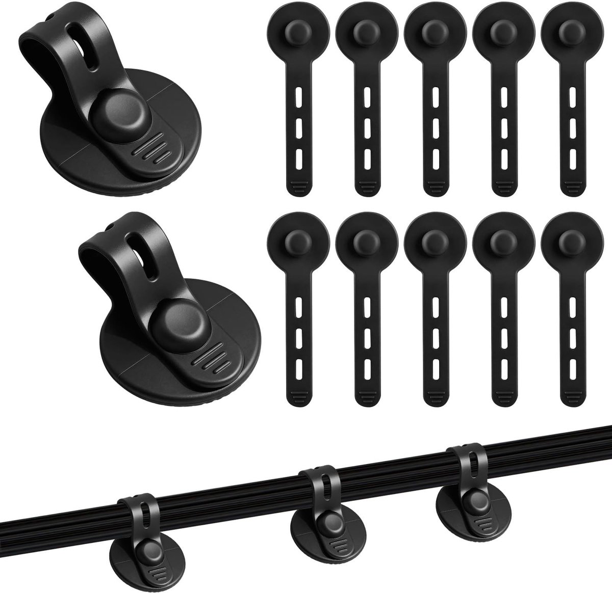 Dailygoods- Kabelclips 12 stuks - Verstelbare Siliconen - Zelfklevende Kabelclips - Kabelmanagement - Onder Bureau - Betrouwbare Oplossing - Kabelbeheer