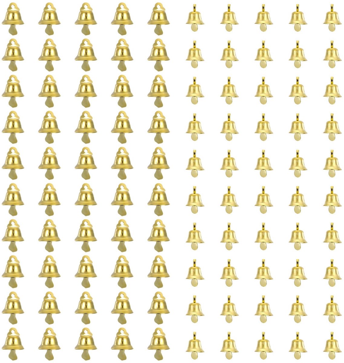 Dailygoods- Klokjes 100 stuks - Gouden Klokken - Kleine (10 mm) en Grote (14 mm) - Koper - Voor Sieraden en Decoratie - Corrosiebestendig - Belletjes