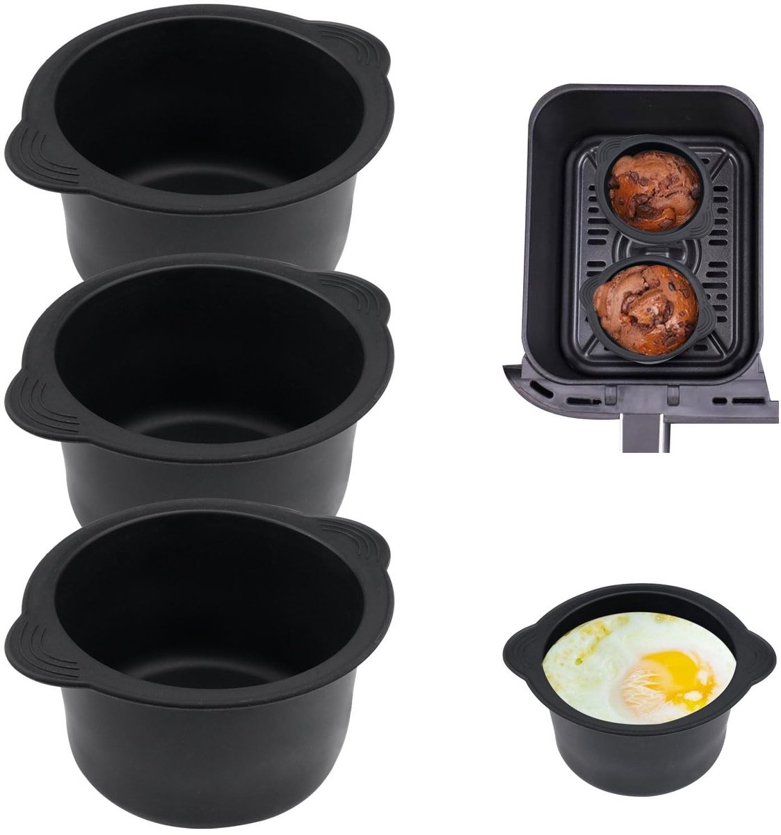 Dailygoods- Ramekins - Siliconen Bakvormen voor Airfryer - Herbruikbare Vormen - Antiaanbaklaag - Hoge Temperatuurweerstand - BPA-vrij