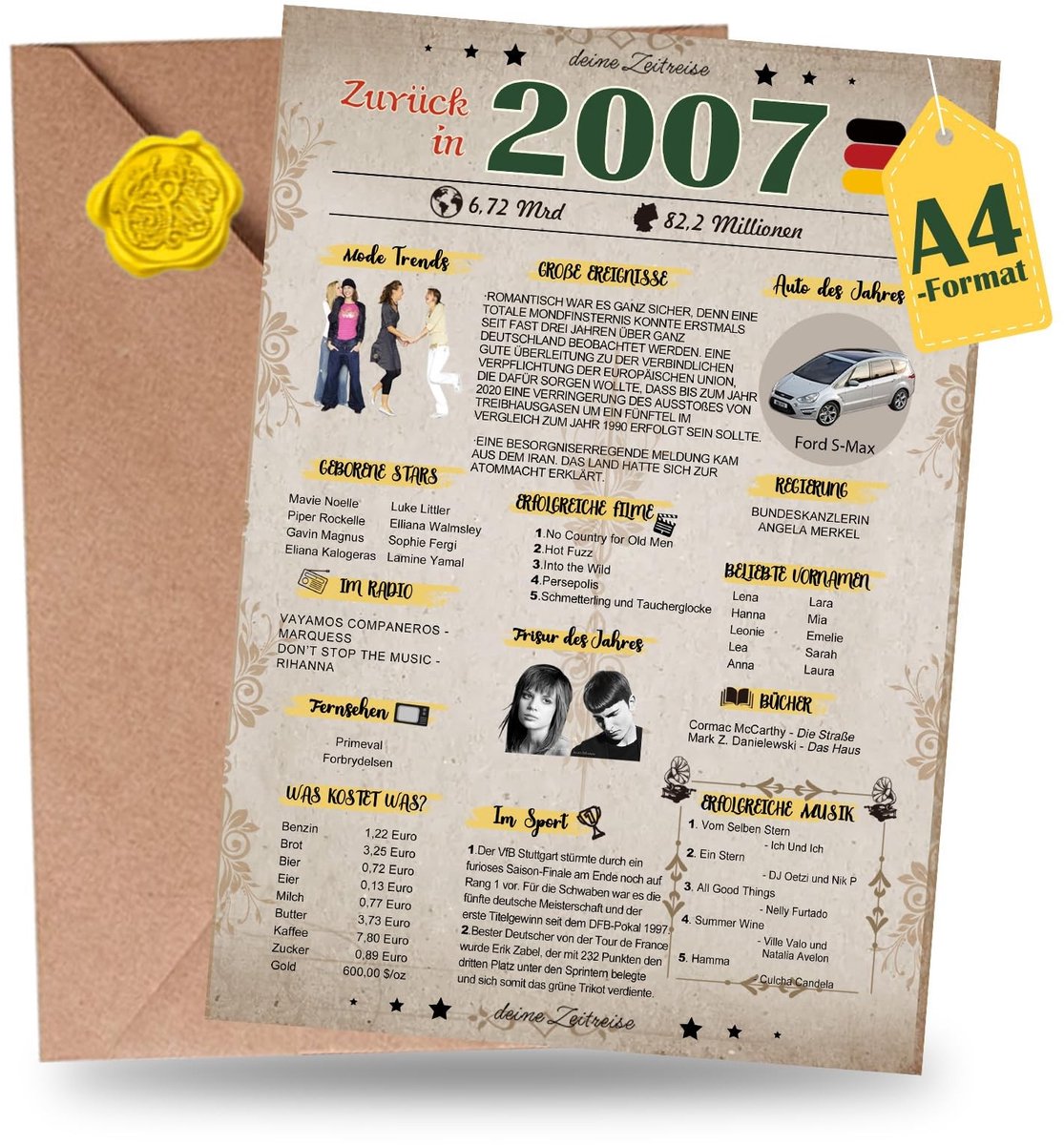Dailygoods- Verjaardagskaart 18 jaar met envelop - Vintage Cadeau - Tafeldecoratie - Persoonlijk Unicum - Grappig Idee - Made in Germany - Verjaardagswens