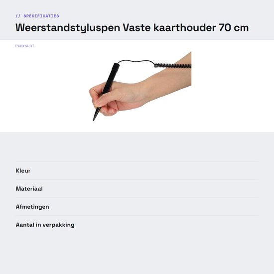 NTH products- Weerstandstyluspen met vaste kaarthouder - 70 cm veerdraad - touchscreen pen - kunststof - antislip - comfortabel in gebruik - Stylus — afbeelding 3