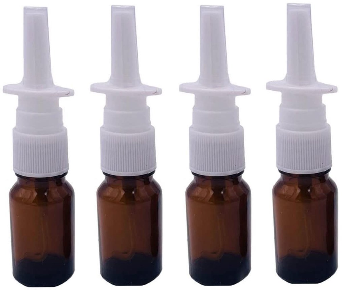Dailygoods- Neusspray Leeg Hervulbaar - 4 x Spuitflacon - Amber Glas - 10 ml - Medische Zo