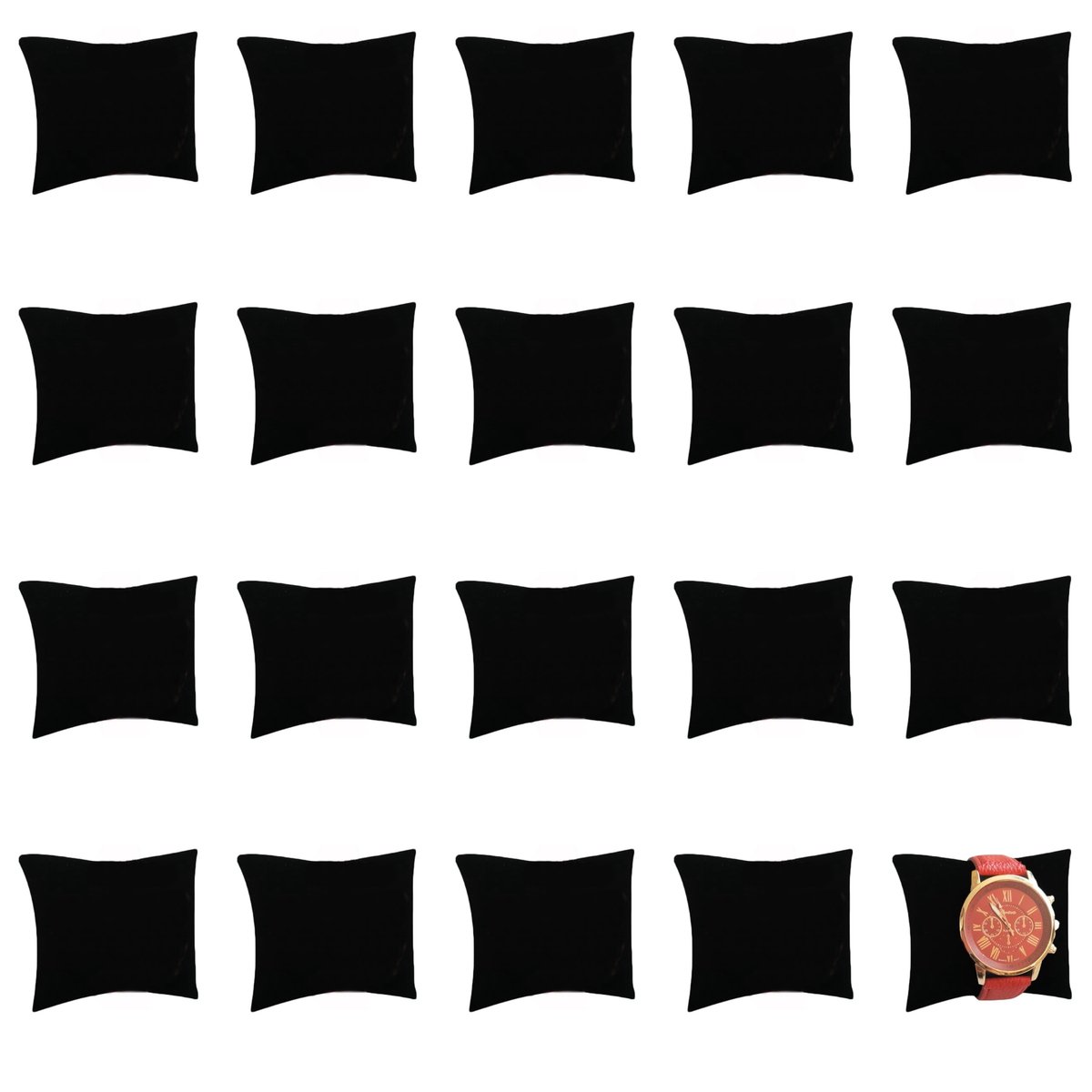 Dailygoods- Kussensieradenstandaard Set van 20 - Zwart - 7 x 8 cm - Lichtgewicht - Duurzaam - Superzacht - Sieradenkussen