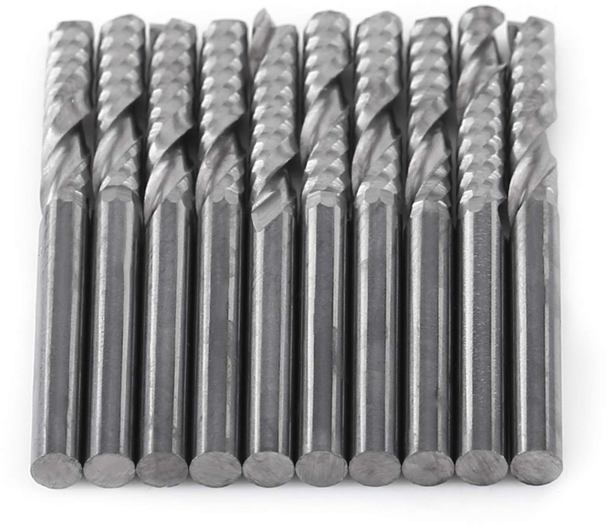 Dailygoods- Spiraalfrees 10 Stuks - CNC Frezen - 4mm Schacht - Enkele Fluit - Snijden Acryl/PVC/MDF - Tungsten Carbide