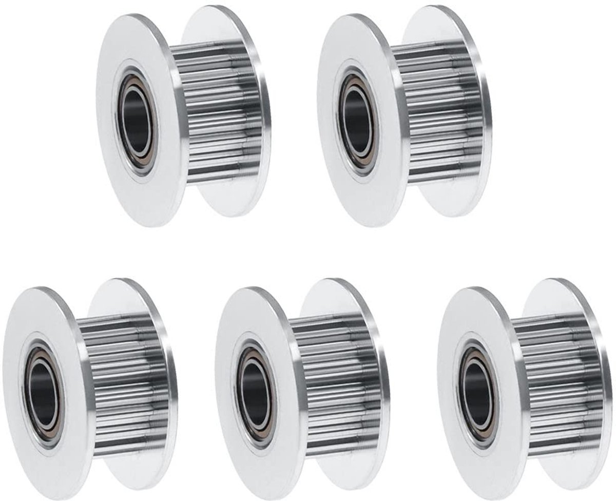Dailygoods- Zahnriemenscheibe 5-Stuks - GT2 Pulley - Breedte 6mm - Tanden 20 - Binnenboorgat 5mm - Geschikt voor 3D-printer