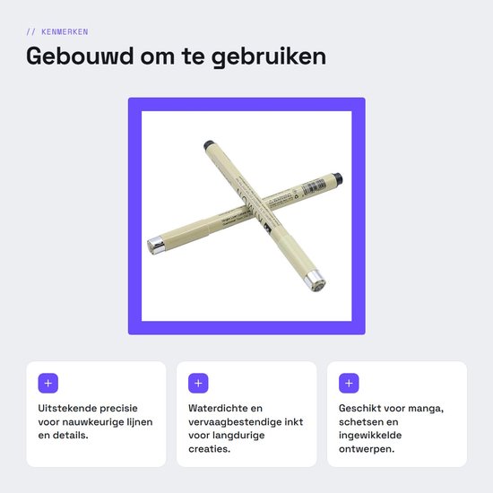 Dailygoods- Naaldpen Set 5 Stuks - Fijne Puntgroottes 01/03/05/08/BR - Archiefkwaliteit - Waterdicht - Ergonomische Grip - Voor Tekenen en Illustratie - Tekenpen — afbeelding 2