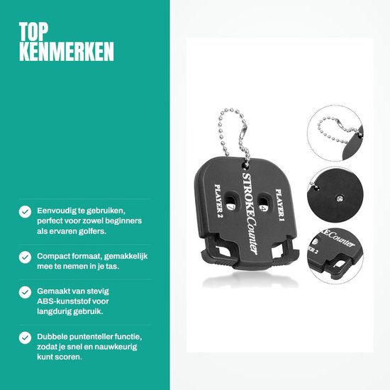 Dailygoods- Puntenteller 2 stuks - Golfpuntenteller - Draagbare Teller - Handmatige Teller - Vierkante Puntenteller - Duurzaam ABS-kunststof - Afmetingen 4,9 x 5,5 cm - Golfscoreteller van Dailygoods — afbeelding 2