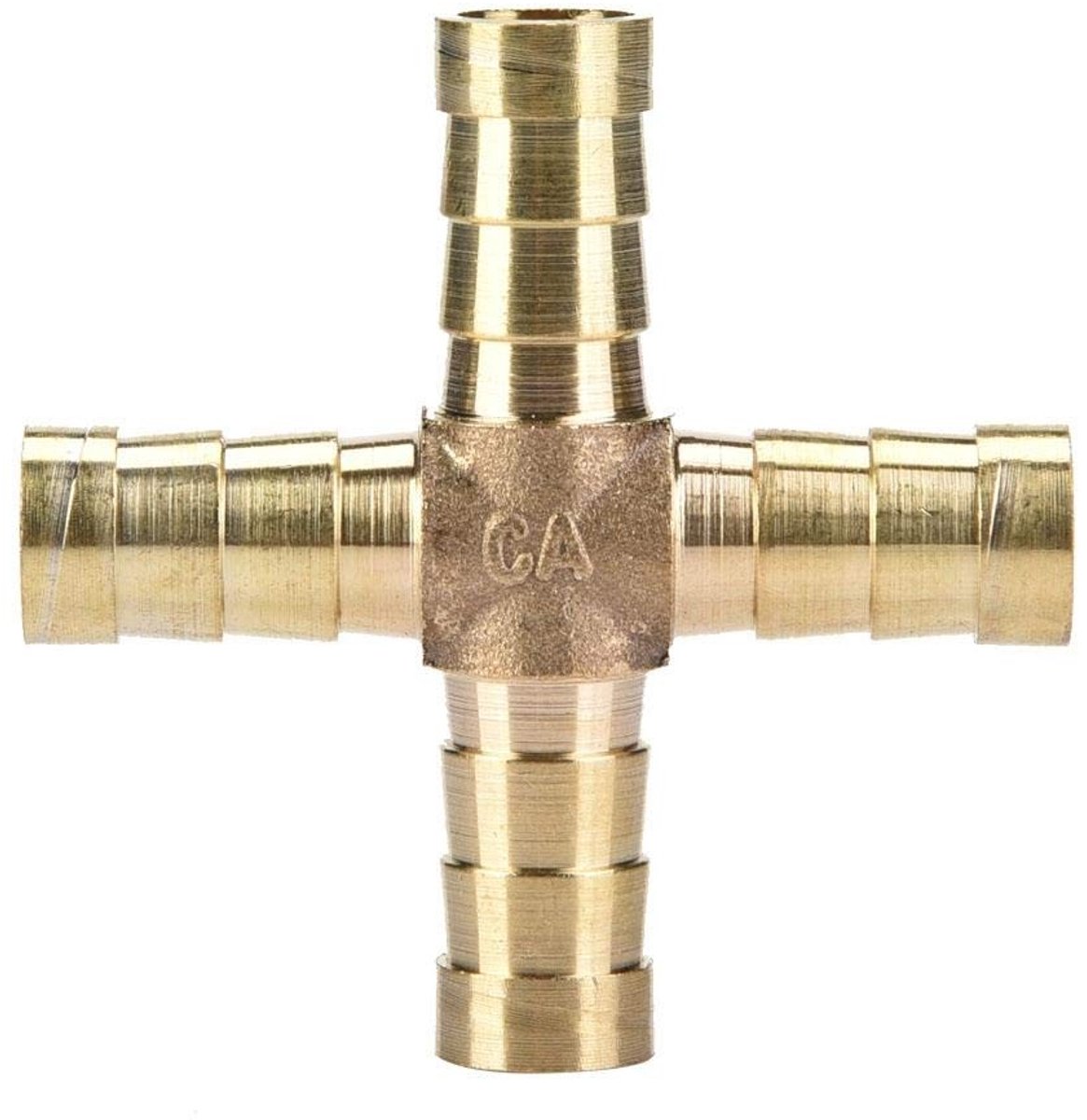 Dailygoods- T-Stuk 4-voudig - Messing - 6/8/10/12 mm - 5 Stuks - Voor Lucht/Water/Gas - Scherpe Barbs voor Snelle Verbinding - Connector