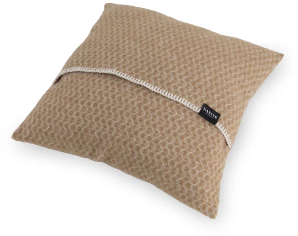 WOOOL® Kussen - WAVES (Beige) - 45x45cm - 100% Wol