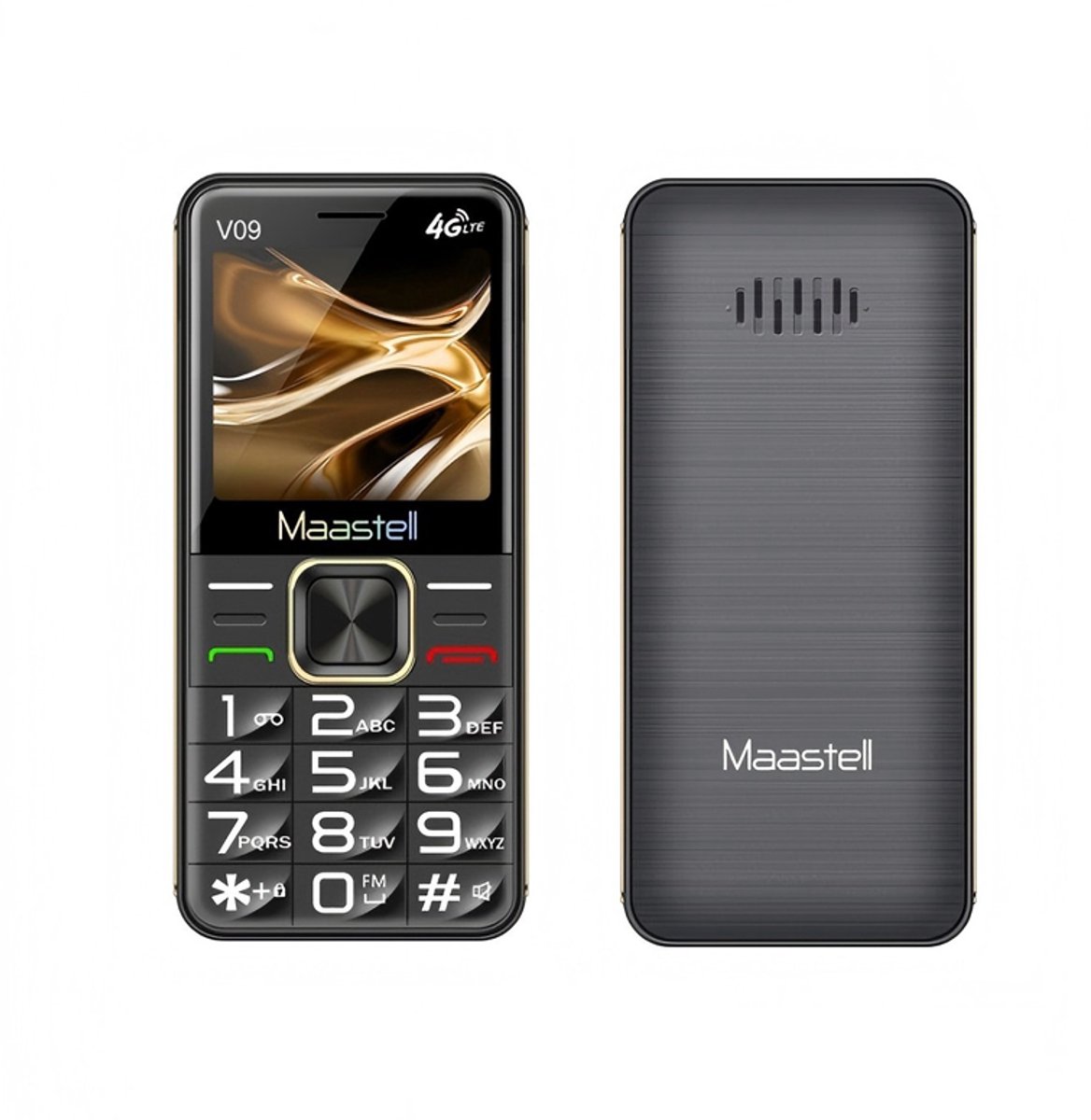 Maastell V09 - 4G - Grote Knop - Senioren Functie Telefoon Met Dual Sim, 1800Mah Batterij, Fm, Zaklamp, Type-C