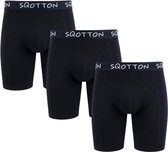 Boxershort - Extra lange pijp - 3-Pack SQOTTON® - Zwart - Maat L