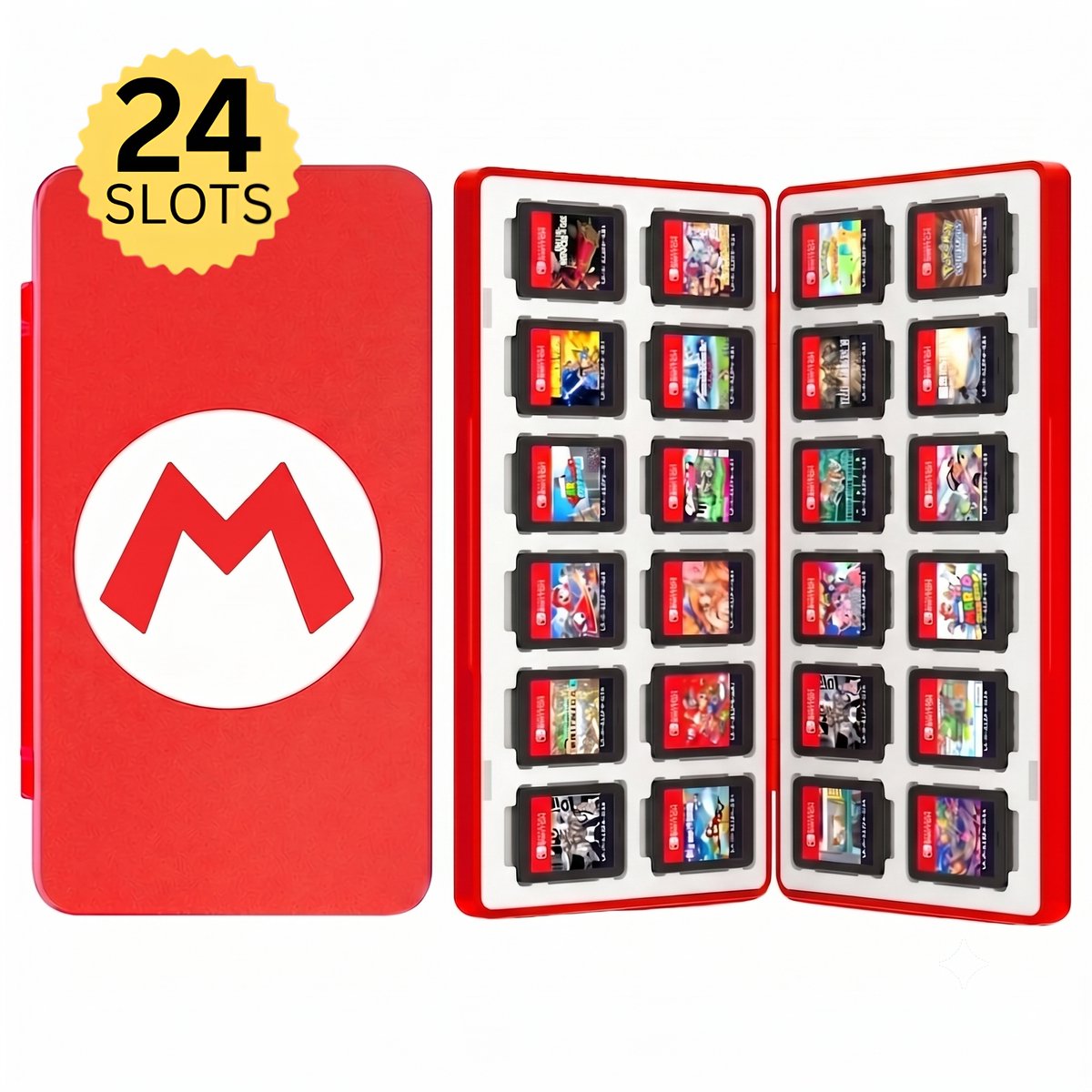 Xainy – Card case rood geschikt voor Nintendo Switch of Switch 2 games | Switch-games accessoires | Spellen game houder | Opberg travel box / opbergbox voor OLED / Lite consoles | Beschermhoes 24 card slots