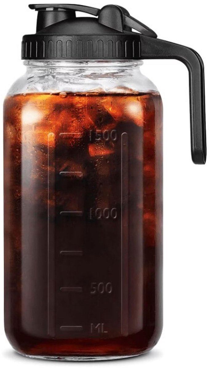 Dailygoods- Cold Brew Koffiezetapparaat 2000ml - Dikke Glazen Kan - Roestvrijstalen Filter - Lekvrij Deksel - Vaatwasmachinebestendig - Eenvoudig te gebruiken - Koffiekan