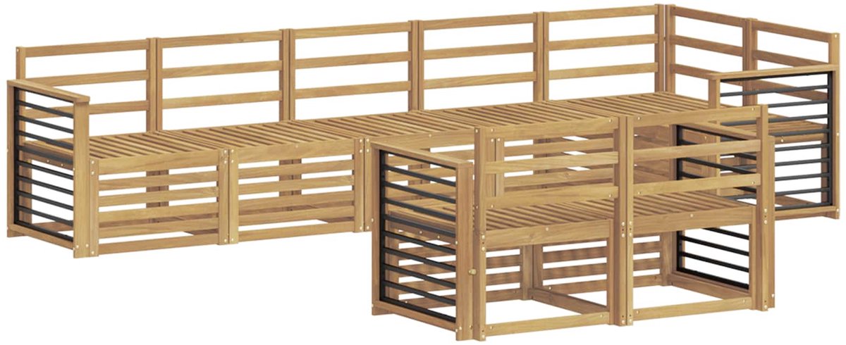 vidaXL Buiten - bank - set - 8 - st - 8-zits - Wit - Massief - Acacia - Hout