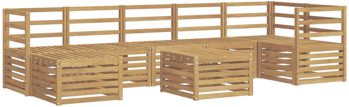vidaXL Buiten - bank - set - 8 - st - 8-zits - Wit - Massief - Acacia - Hout