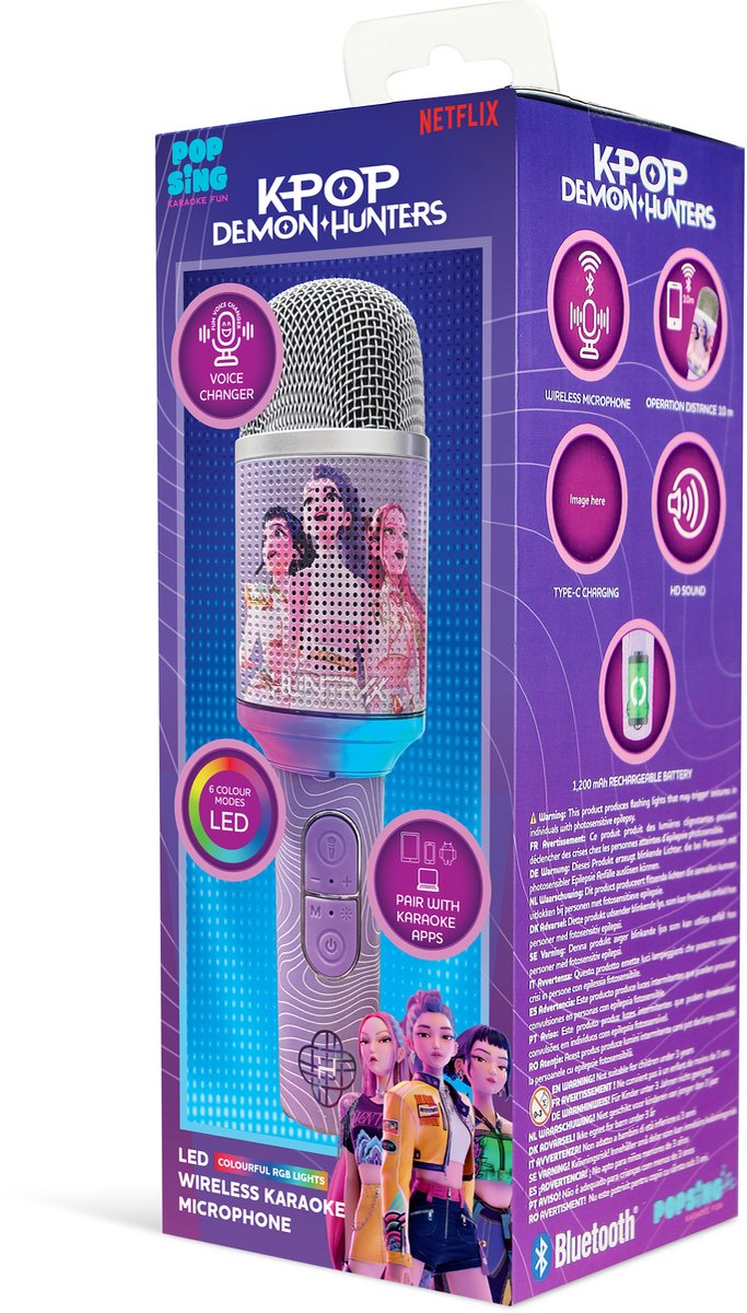 KPop Demon Hunters - Huntr/x - Finale - draadloze karaoke microfoon voor kinderen - LED lichteffect - speaker - stemvervorming — afbeelding 2