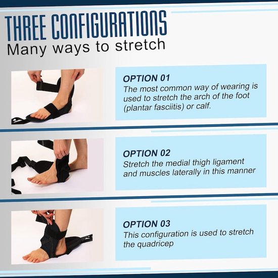 Yoga Stretching Strap - Beenstrekkerband - TENZHVXI® - Fascia Stretcher - Verlichting van Plantaire Fasciitis - Ideaal voor fitness, yoga, herstel, oefeningen, thuistraining, buiten, pilates - Zwart — afbeelding 3