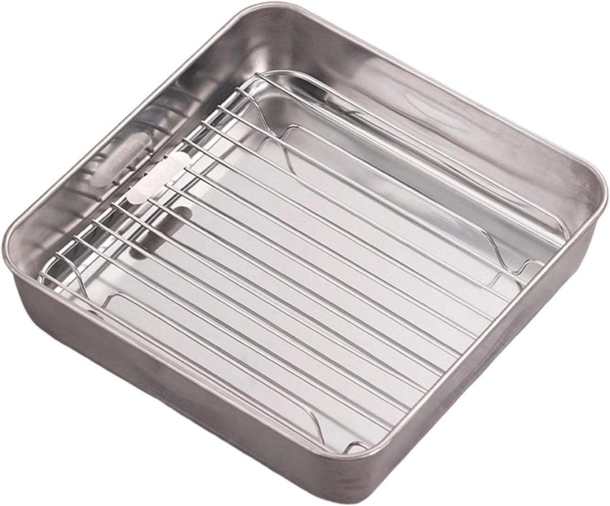 Roestvrijstalen Bakplaat Rooster - Ovenschaal Bakvorm - Oven Gebruiken - Geïntegreerd Rooster - Vierkant - Zilver