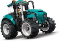 Felgroene tractor met grote banden, witte velgen, met minifiguur in de cabine.