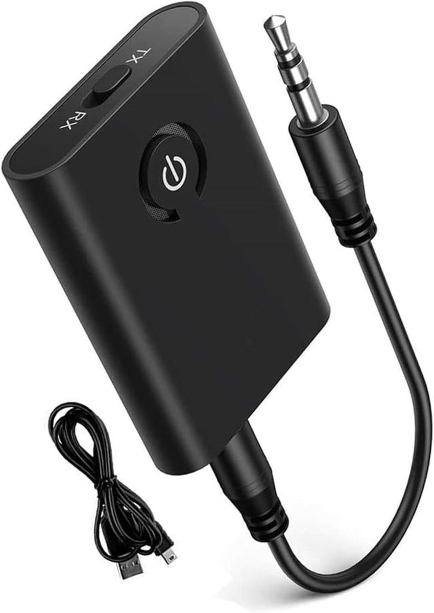 Bluetooth 5.0 Transmitter and Receiver 2-in-1, Bluetooth Transmitter, Receiver, Jack 3.5 AUX for Headphones, Speaker, Stereo System, TV, Laptop