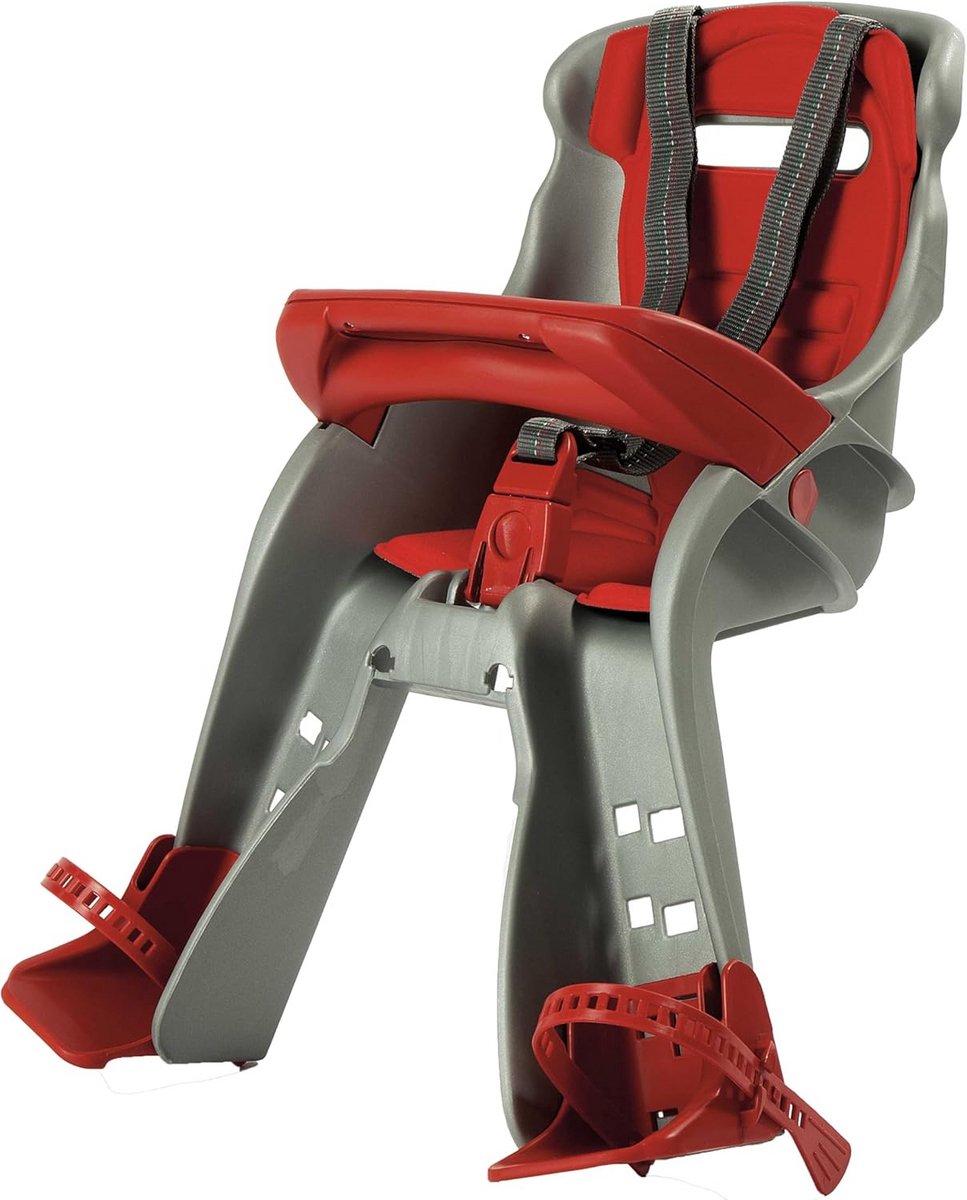 OKBABY Orion Bicycle Seat Front Safe on Bike from 7/8 Months (Max. Load Capacity 15kg) - Silver and Red