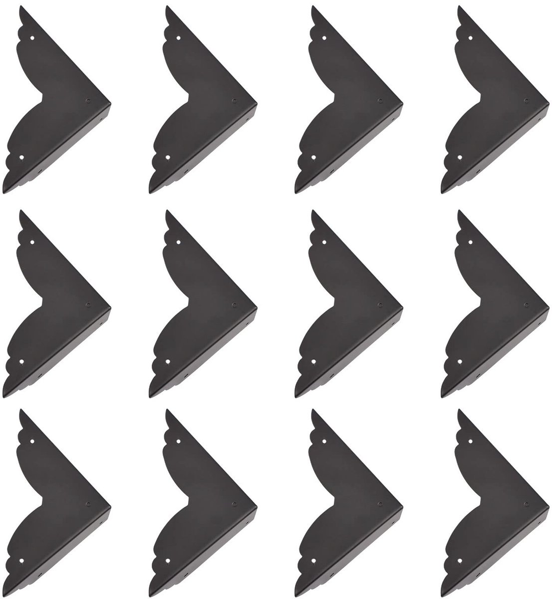 Dailygoods- Hoekbeschermer 12 stuks - Zwarte Hoekbescherming - Decoratieve Driehoekige Rand - Hoogwaardig Metaal - Veiligheidsbescherming voor Meubels - Meubelbeschermer