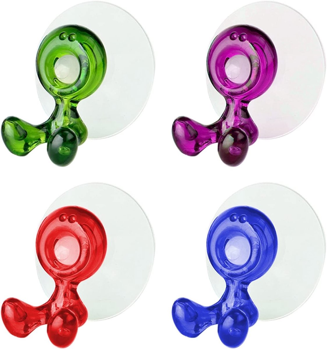 Dailygoods- Tandenborstelhouder 4 stuks - Wandhouder met zuignap - Kindercartoon - Droog en bacterievrij - Voor badkamer/keuken - Materiaal: ABS