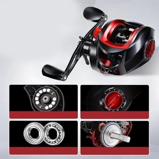 Dailygoods- Baitcasting Vismolen Lichtgewicht - Gladde Lange Gegoten Metalen Vismolen - Anti-explosielijnfunctie - 7,2:1 Overbrengingsverhouding - 8 kg Remkracht - Geschikt voor zout- en zoetwater van Dailygoods — afbeelding 4