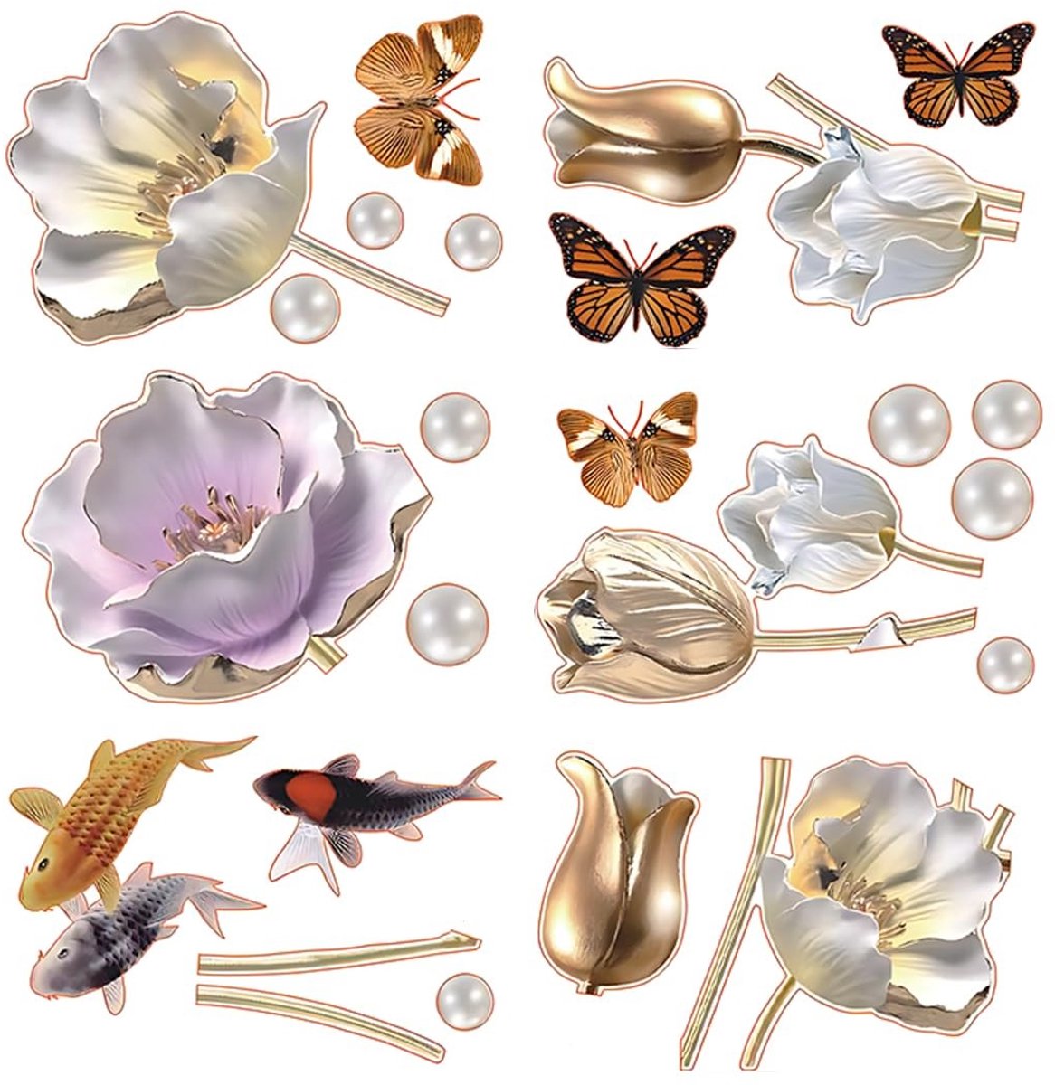 Dailygoods- Muurstickers Gouden Tulp - Wanddecoratie Slaapkamer - Wanddecoratie Woonkamer - Muurstickers 6 Stuks - Waterdicht - PVC Materialen 30cm x 20cm