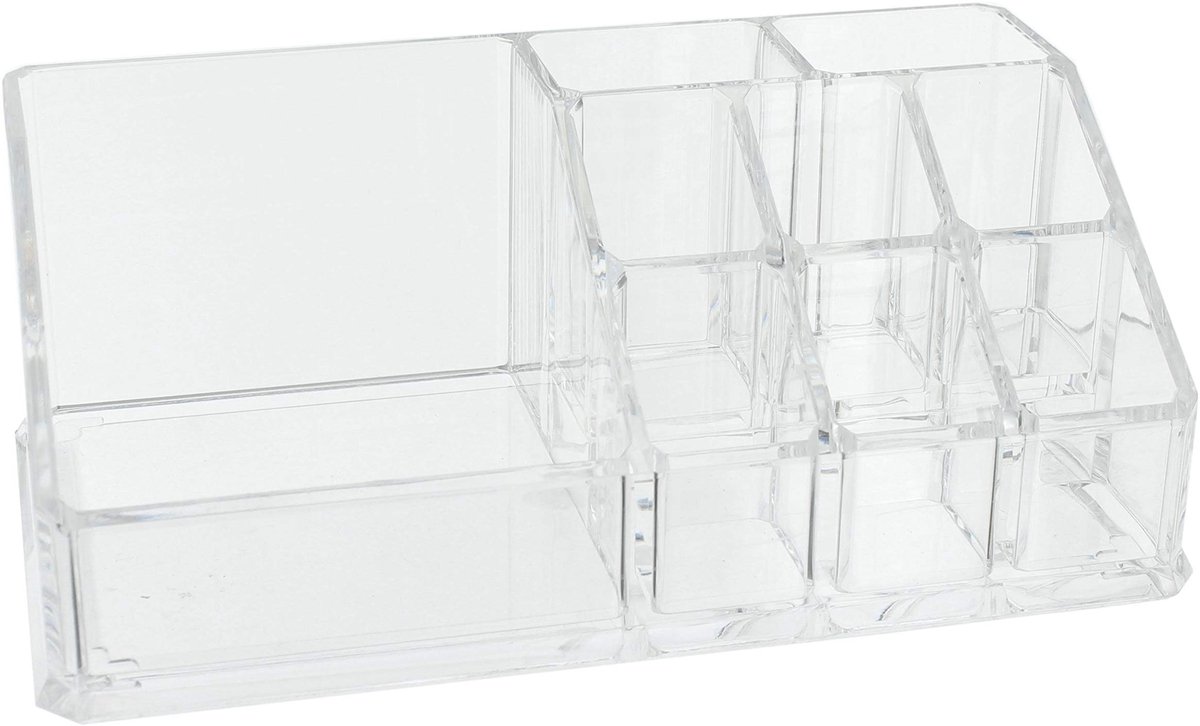 Dailygoods- Cosmetica-Organizer Transparant - Make-up-Organizer - Sorteerdoos - 17,3 x 9,4 x 6,6 cm - Stevig Kunststof - Compact Ontwerp - Make-updoos
