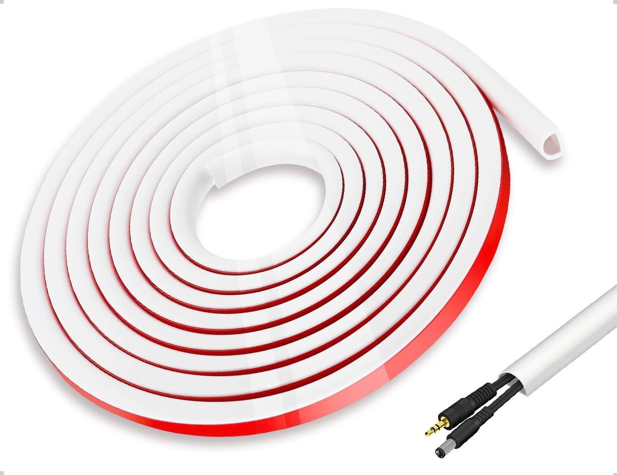 Dailygoods- Kabelgoot 3 m - Zelfklevend - Halfrond - Wit - Flexibel - Orde in kamer - Kabelsysteem