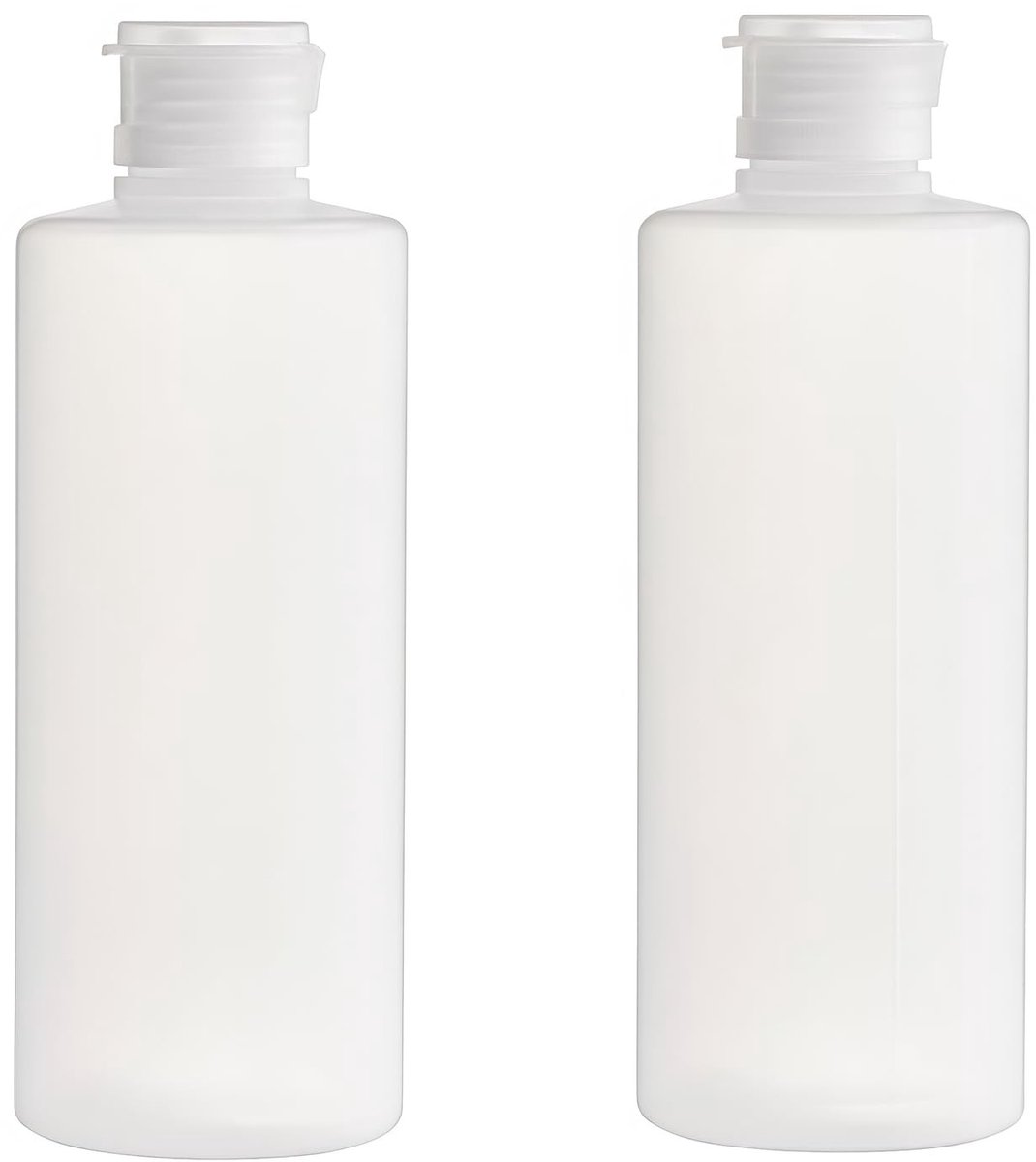 Dailygoods- Knijpfles 200ml - Set van 2 - Hervulbaar - Kunststof - Flipdeksel - Voor shampoo/lotion/douchegel - Reisfles