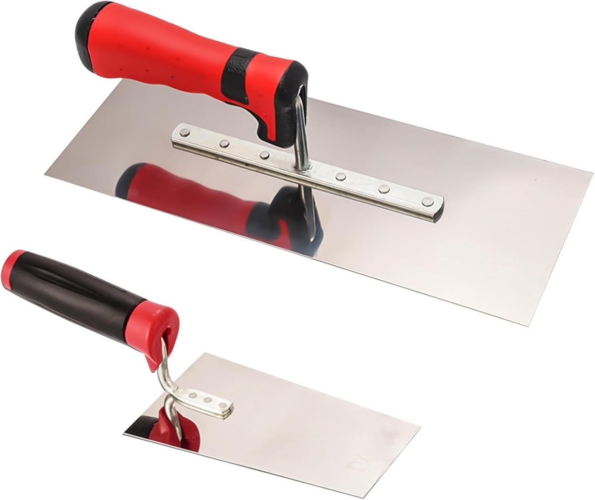 Dailygoods- Metseltroffel 2-delige set - Roestvrij Stalen Troffel - Gladmakende Troffel - Plamuurtroffel - Stucwerk Gereedschap - Soft Touch Handgreep - Stucadoorsgereedschap