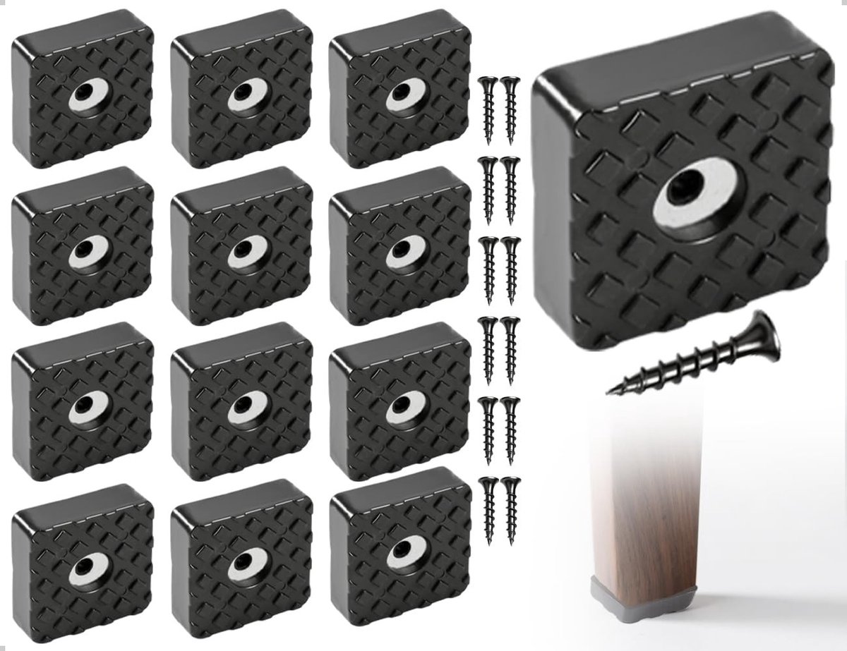 Dailygoods- Meubelpoten Antislip - Meubelverhoger - Meubelpootjes - Rubber Voetjes - Set van 12 - Bescherming voor Vloeren - Meubelbeschermers
