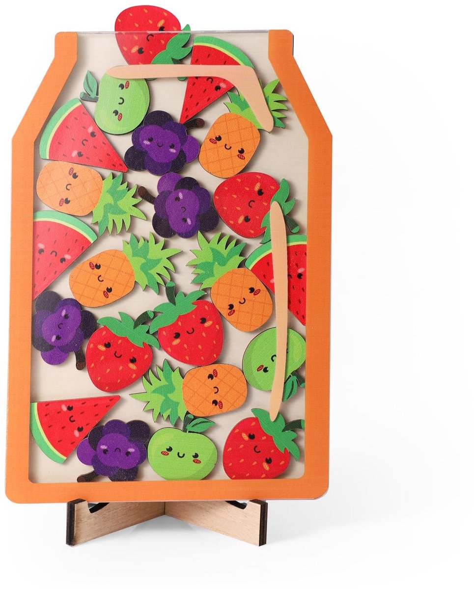Dailygoods- Beloningspot Magnetisch - Beloningssysteem Kind - Beloningsstickers - Beloningskaart - Kleurrijke Fruit Tokens - 20x13.5cm Opbergzak