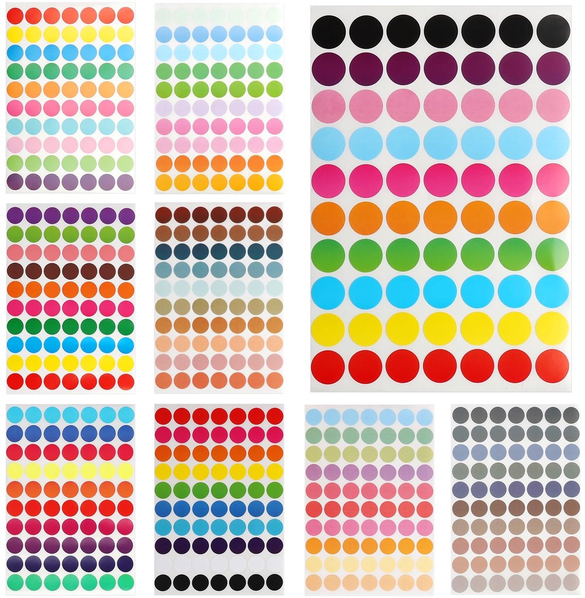 Dailygoods- Elastieken 1400 stuks - Ronde zelfklevende stickers - 20 mm - 200 kleuren - Ideaal voor kalender/projecten - Creatieve organisatie